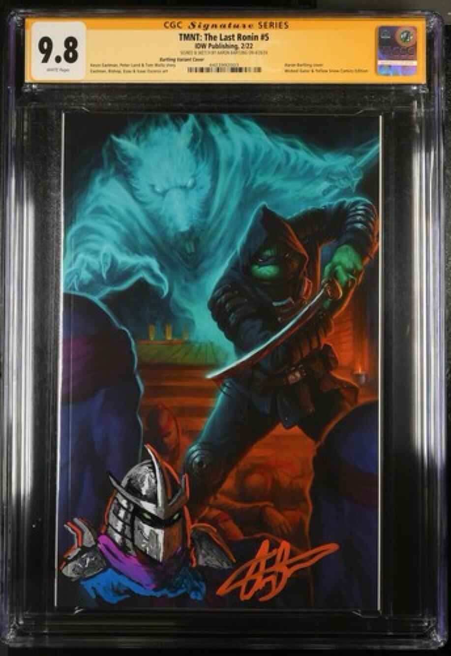 TMNT The Last Ronin #5 CGC 9.8 SS Signed Aaron Bartling w/ Shredder Sketch
